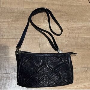 Amsterdam Heritage black leather crossbody purse boho handbag